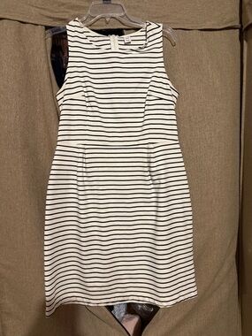Old Navy Black & White Striped Midi Shift Dress